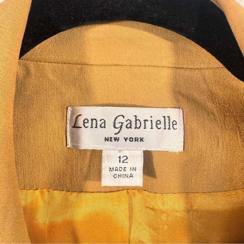 Lena Gabrielle Linen Blend Camel Short Sleeve Blazer Jacket - Picture 6 of 7